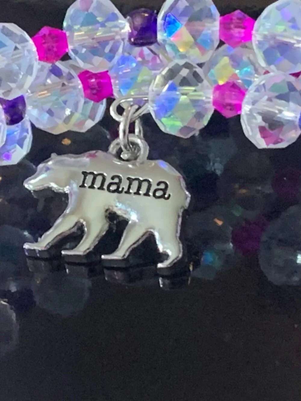 'Mama Bear' hand crafted glass coil bracelet and earrings set